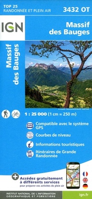 Abbildung von: Massif des Bauges: 3432OT - Institut Geographique National