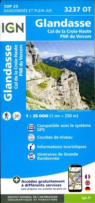 Abbildung von: Glandasse / Col de la Croix-Haute / PNR du Vercors: 3237OT - Institut Geographique National