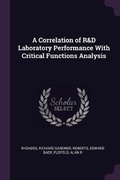 Cover: A Correlation of R&D Laboratory Performance With Critical Functions Analysis - Palala Press