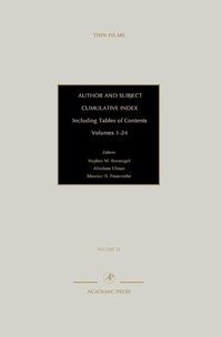 Enlarge image Cover: Author and Subject Cumulative Index, Including Tables of Contents - Academic Press