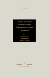 Enlarge image Cover: Author and Subject Cumulative Index, Including Tables of Contents: Volume 25 - Academic Press