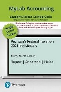 Enlarge image Cover: Mylab Accounting with Pearson Etext -- Combo Access Card -- For Pearson's Federal Taxation 2021 Individuals - Pearson