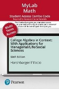 Enlarge image Cover: Mylab Math with Pearson Etext -- Combo Access Card -- For College Algebra in Context with Applications for the Managerial, Life, and Social Sciences (24 Months) - Pearson