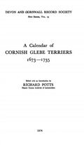 Cover: A Calendar of Cornish Glebe Terriers 1673-1735 - De Gruyter