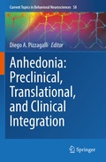 Cover: Anhedonia: Preclinical, Translational, and Clinical Integration - Springer