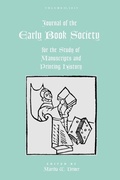 Cover: Journal of the Early Book Society Vol 22 - Pace University Press