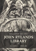 Cover: Bulletin of the John Rylands Library 98/1 - Manchester University Press