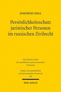 Abbildung von: Persoenlichkeitsschutz juristischer Personen im russischen Zivilrecht - Mohr Siebeck