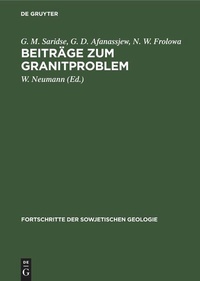 Enlarge image Cover: Beiträge zum Granitproblem - De Gruyter