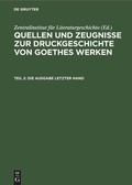 Cover: Die Ausgabe letzter Hand - De Gruyter
