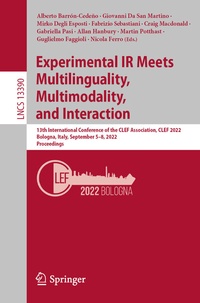 Enlarge image Cover: Experimental IR Meets Multilinguality, Multimodality, and Interaction - Springer
