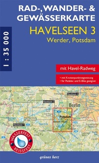 Abbildung von: Rad-, Wander- und Gewässerkarte Havelseen 3: Werder, Potsdam - grünes herz