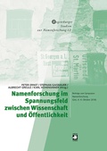Cover: Namenforschung im Spannungsfeld zwischen Wissenschaft und &Ouml;ffentlichkeit - edition vulpes