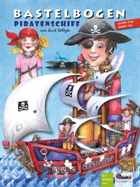 Abbildung von: Piratenschiff Bastelbogen mit Piraten und Schatz zum Spielen - Atelier Color