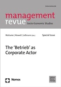 Cover: The 'Betrieb' as Corporate Actor - Nomos