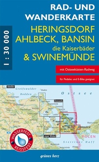 Abbildung von: Rad- und Wanderkarte Heringsdorf, Ahlbeck, Bansin - Die Kaiserbäder und Swinemünde - grünes herz