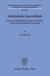 Abbildung von: Aktivistische Leerverkäufe. - Duncker & Humblot