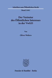 Abbildung von: Der Vertreter des Öffentlichen Interesses in der VwGO. - Duncker & Humblot