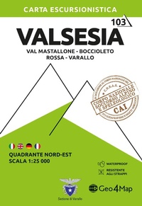 Abbildung von: Valsesia Quadrante nord-est. Val Mastallone, Boccioleto, Rossa e Varallo. Carta escursionistica 1:25.000 - Carta escursionistica;Geo4Map