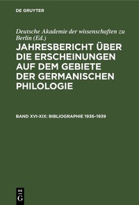 Abbildung von: Bibliographie 1936-1939 - De Gruyter