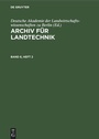 Cover: Archiv für Landtechnik. Band 6, Heft 2 - De Gruyter