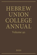 Cover: Hebrew Union College Annual Vol. 92 (2021) - Hebrew Union College Press,U.S.