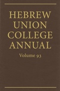 Cover: Hebrew Union College Annual Vol. 93 (2022) - Hebrew Union College Press,U.S.
