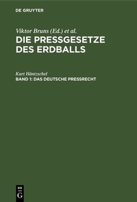 Abbildung von: Das Deutsche Preßrecht - De Gruyter