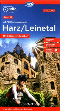Abbildung von: ADFC-Radtourenkarte 12 Harz /Leinetal 1:150.000, reiß- und wetterfest, E-Bike geeignet, GPS-Tracks Download, mit Bett+Bike Symbolen, mit Kilometer-Angaben - BVA BikeMedia