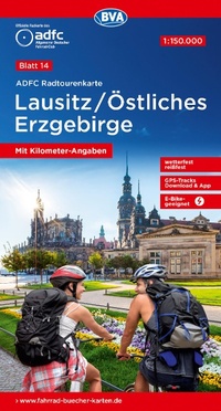 Abbildung von: ADFC-Radtourenkarte 14 Lausitz /Östliches Erzgebirge 1:150.000, reiß- und wetterfest, E-Bike geeignet, GPS-Tracks Download, mit Bett+Bike Symbolen, mit Kilometer-Angaben - BVA BikeMedia
