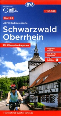 Abbildung von: ADFC-Radtourenkarte 24 Schwarzwald Oberrhein 1:150.000, reiß- und wetterfest, E-Bike geeignet, GPS-Tracks Download, mit Bett+Bike Symbolen, mit Kilometer-Angaben - BVA BikeMedia