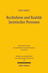 Abbildung von: Rechtsform und Realität Juristischer Personen - Mohr Siebeck