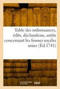 Cover: Table Des Ordonnances, Edits, Declarations, Arrets Du Conseil Et de la Cour Des Aydes - Hachette Livre Bnf