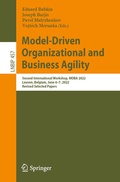 Cover: Model-Driven Organizational and Business Agility - Springer