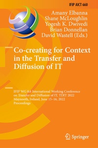 Enlarge image Cover: Co-creating for Context in the Transfer and Diffusion of IT - Springer