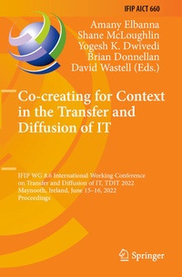 Enlarge image Cover: Co-creating for Context in the Transfer and Diffusion of IT - Springer