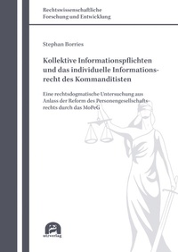 Abbildung von: Kollektive Informationspflichten und das individuelle Informationsrecht des Kommanditisten - utzverlag GmbH