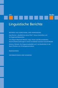 Abbildung von: Linguistische Berichte Heft 271 - Buske, H