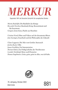 Abbildung von: MERKUR Gegründet 1947 als Deutsche Zeitschrift für europäisches Denken - 10/2022 - Klett-Cotta
