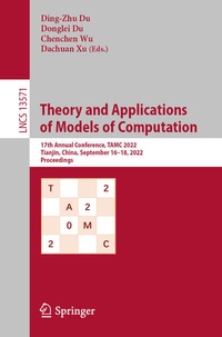 Enlarge image Cover: Theory and Applications of Models of Computation - Springer