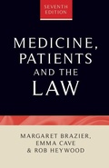 Cover: Medicine, Patients and the Law - Manchester University Press