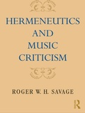 Cover: Hermeneutics and Music Criticism - Routledge