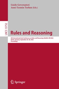 Enlarge image Cover: Rules and Reasoning - Springer