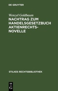 Cover: Nachtrag zum Handelsgesetzbuch Aktienrechtsnovelle - De Gruyter