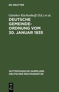 Cover: Deutsche Gemeindeordnung vom 30. Januar 1935 - De Gruyter