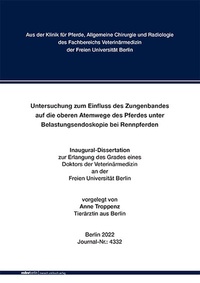 Abbildung von: Untersuchung zum Einfluss des Zungenbandes auf die oberen Atemwege des Pferdes unter Belastungsendoskopie bei Rennpferden - Mensch & Buch