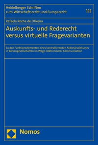 Abbildung von: Auskunfts- und Rederecht versus virtuelle Fragevarianten - Nomos
