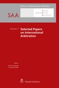 Cover: Selected Papers on International Arbitration - St&auml;mpfli Verlag