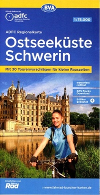Abbildung von: ADFC-Regionalkarte Ostseeküste Schwerin, 1:75.000, mit Tagestourenvorschlägen, reiß- und wetterfest, E-Bike-geeignet, GPS-Tracks-Download - BVA BikeMedia