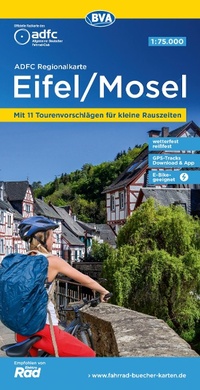 Abbildung von: ADFC-Regionalkarte Eifel/ Mosel, 1:75.000, mit Tagestourenvorschlägen, reiß- und wetterfest, E-Bike-geeignet, GPS-Tracks-Download - BVA BikeMedia